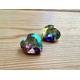 1 Swarovski Herz 26,6x27 mm Aurora Borealis Strassstein No. 4827 Regenbogen crystal facettiert silver foiled made in Austria