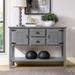 Wood Sideboard Console Table with 2 Drawers and Cabinets and Bottom Shelf, Retro Style Storage Dining Buffet Server Cabinet