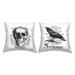 Stupell Halloween Skull & Crow Poetry Printed Throw Pillow Design by Lettered and Lined (Set of 2)