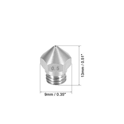 3D Printer Nozzle Head for MK10 1.75mm Extruder Print Stainless Steel - 0.5mm