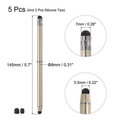 5pcs Stylus Pens for Touch Screens with 2 Extra Tips Champagne Gold - Champagne Gold