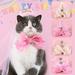 opvise Pet Sparkling Birthday Party Hats Dogs Cats Bow Sequins Decorations Crown Cape Pet Costume Accessories Beige 2