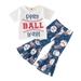 B91xZ Girls Outfit Sets Toddler Girls Short Sleeve Baseball Printed T Shirt Pullover Tops Bell Bottoms Pants Kids Outfits White Sizes 18-24 Months
