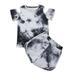 Efsteb Baby Boy Clothes Clearance Infant Toddler Kids Baby Girls Boys Sets Casual Round Neck Cold Shoulder Short Sleeve T-Shirt Shorts Tie-Dye Print Outfits Set Black (4-5 Years)