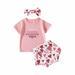 Baby Deals!Toddler Girl Clothes Clearance Baby Boy Blouse Short Sleeve Summer Toddler Baby Girls Casual Suit Mother s Day Letter Short Sleeve T-shirt Shorts Hairband Three Piece Set