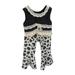 Toddler Girls Summer Vest Lace Suit Bell Bottom Pants Leopard Printed Children Casual Daily Outing 0-6 Years Kids Child Clothing Streetwear Dailywear Outwear