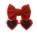 2Pcs/Set Kids Heart Sunglasses With Elastic Headband Beach Sun Glasses Kids Puff Bow Headwear