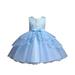 B91xZ Girls Plus Size Dresses Kids Toddler Baby Girls Spring Summer Print Cotton Sleeveless Bow Tie Party Princess Dress Blue Sizes 7-8 Years