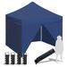 Eurmax 10x10ft Pop up Canopy Commercial Tent with 4 Zippered Sidewallsï¼ŒDark Blue