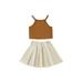 Bagilaanoe 2Pcs Toddler Baby Girls Skirt Set Sleeveless Tank Tops + Elastic Waist Pleated Skirts 2T 3T 4T 5T 6T Kids Casual Outfits