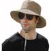Men s Boonie Hat Summer Sun Hat UV Protection Waterproof for Safari Fishing Cap(56-58cm Beige)