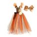 Pedort Dresses For Girls 2023 Wedding Guest Girls Summer Chiffon Casual Dress Square Neck Ruffle Short Sleeve Frilly Smocked Elastic Ruffle Hem Tulle Dresses Orange S