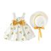 B91xZ Baby Girl Outfit Sleeveless Princess Bow Girls Toddler Baby Outfits Hat Dot Kids Dresses Girls Outfits&Set Yellow Sizes 12-18 Months