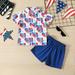 Baby Deals!Toddler Girl Clothes Clearance Summer Suit for Children Toddler Baby Independence Day Boys Fashion Short Sleeve Print Retro Shirt Shorts Suit Baby Suit Summer Casual Clothes Sets