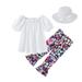 Holiday Savings Deals! Kukoosong Summer Baby Girl Clothes Floral Tops T-Shirt Princess Pants with Hat Outfits White 100