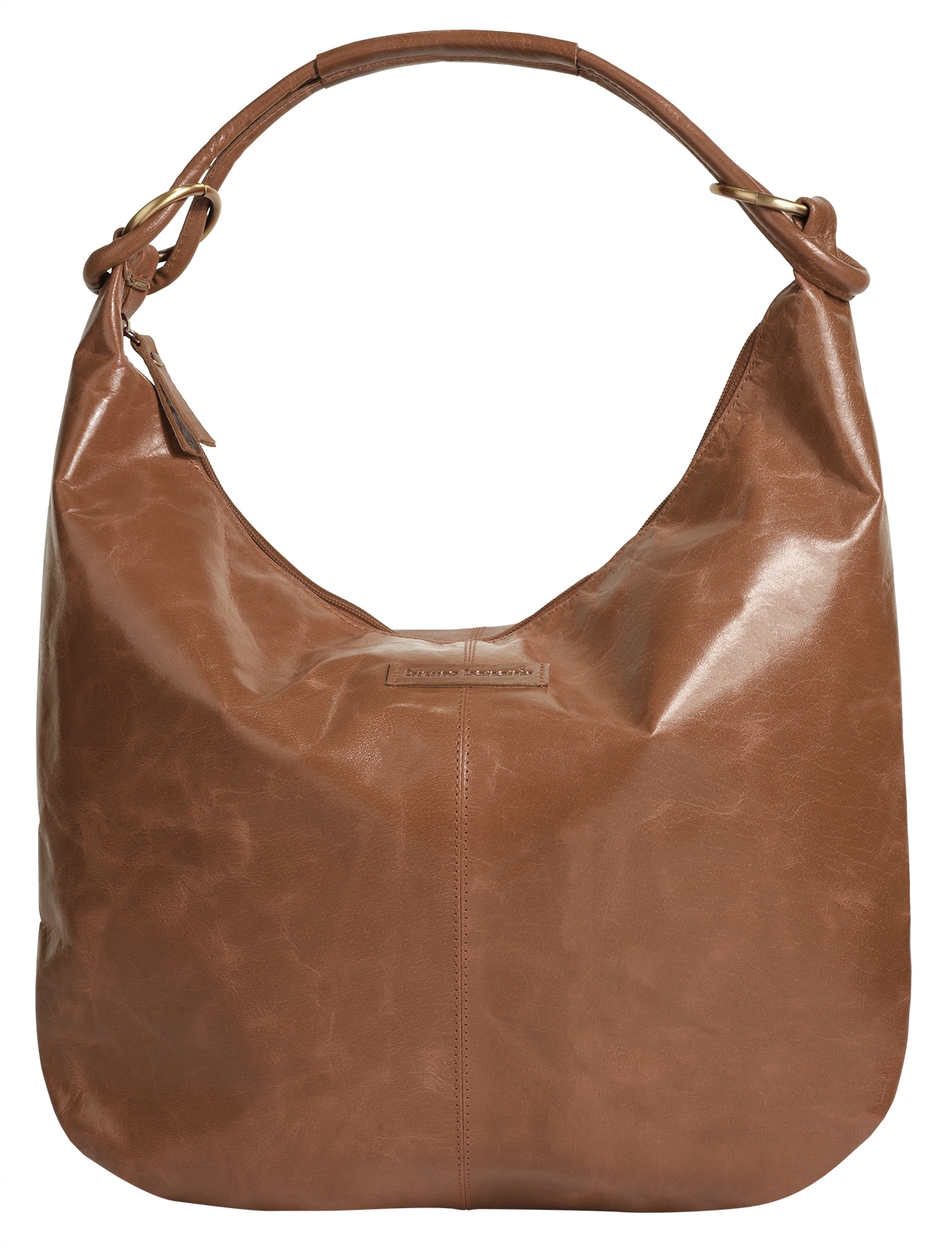 Shopper BRUNO BANANI, Damen, Gr. B/H/T: 40cm x 33cm x 4cm onesize, braun, Leder, leicht glänzend, unifarben, Taschen Shopper, echt Leder