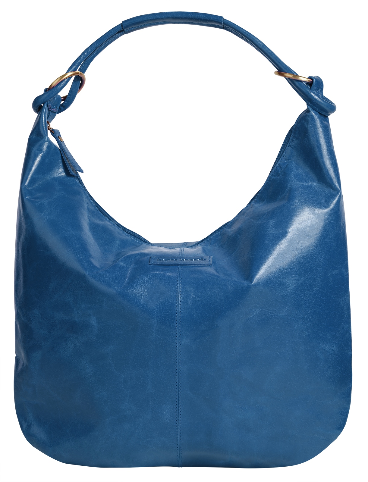 Shopper BRUNO BANANI, Damen, Gr. B/H/T: 40cm x 33cm x 4cm onesize, blau, Leder, leicht glänzend, unifarben, Taschen Shopper, echt Leder