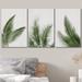 IDEA4WALL Green Tropical Jungle Palm Tree Leaf Botanical Simple Décor Framed Canvas 3 Pieces Print Wall Art Canvas in White | Wayfair 8022272063080