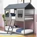 Harper Orchard Olancha Twin Over Twin Wood Bunk Bed w/ Shelves in Gray | 82 H x 41 W x 77 D in | Wayfair 892F81432D6A4CECADBD35ADC0F56583