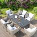 Corrigan Studio® Yedinak Rectangular 6 - Piece 62.99" Long Outdoor Dining Set w/ Cushions Stone/Concrete in Black/Gray | 62.99 W x 35.43 D in | Wayfair