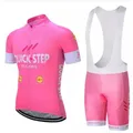 Quick Step-Cuissard à bretelles de cyclisme rose pour homme ensemble de maillot chemisier de vélo