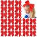 JLMMEN STORE 24 PCS 8 Large Cheer Bows Red Girl Hair Bows Cheerleading Softball Team Bow Hair Accessories for cheerleaders football Competition Sports