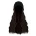 Yinguo Beanie Hat Knitted Long Wavy Curly Hair Wig Warm Knitted Velvet 28 Inch Women s Synthetic Wig Winter