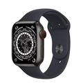 Pre-Owned Apple Watch Series 7 45mm GPS + Cellular Unlocked - Space Black Titanium Case - Black Sport Band (2021) - Like New