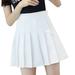 Eguiwyn Dresses for Women 2024 Womens Dresses Women s Fashion High Waist Pleated Mini Skirt Slim Waist Casual Tennis Skirt White M