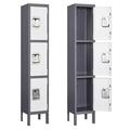 MIIIKO 3-Tier Metal Locker Steel Employees Lockers for Office Metal Storage Locker Cabinet with Louvers 3 Door Locker for Employee Gym Home School