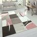 Paco Home Modern Living Room Rug Checkered in pink white grey 3 11 x 5 7 4 x 6