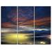 Design Art Yellow Sunlight and Fiery Clouds - 3 Piece Graphic Art on Wrapped Canvas Set