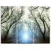 Design Art Blue Light in Foggy Autumn - 3 Piece Graphic Art on Wrapped Canvas Set