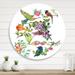 DESIGN ART Designart Tropical Flowers and Colourful Birds II Traditional Metal Circle Wall Art 23x23 - Disc of 23 Inch