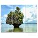 Design Art Tree Island in Summer - 3 Piece Photographic Print on Wrapped Canvas Set