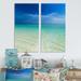 DESIGN ART Designart Turquoise Ocean Under Blue Sky Modern Seascape Canvas Wall Art Print 2 Piece Set 32 in. wide x 24 in. high