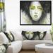 DESIGN ART Designart Girl with Yellow Eye line Large Abstract Portrait Framed Canvas Print 32 in. wide x 16 in. high