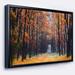 DESIGN ART Designart Alley in the Dense Autumn Forest Forest Framed Canvas Art Print 40 in. wide x 30 in. high