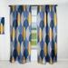 DESIGN ART Designart Retro Luxury Waves In Gold And Blue X Mid-Century Modern Blackout Curtain Single Panel 52 in. wide x 120 in. high - 1 Panel 120