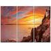 Design Art Bass Harbor Head Lighthouse Panorama - 3 Piece Graphic Art on Wrapped Canvas Set