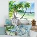 DESIGN ART Designart Summer Beach With Palm Trees Nautical & Coastal Canvas Wall Art Print 20 in. wide x 12 in. high