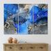 DESIGN ART Designart Blue Luxury Abstract Fluid Art XII Modern Canvas Wall Art Print 36 In. Wide X 28 In. High - 3 Panels