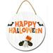 Eveokoki 12 Happy Halloween Sign for Front Door ï¼ŒRound Wooden Hanging Wreaths for Home Wall Decor Halloween Day Party Decoration Outdoor Indoor