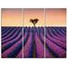 Design Art Lavender and Lonely Tree Uphill - 3 Piece Graphic Art on Wrapped Canvas Set