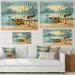 DESIGN ART Designart Several Fishing Boats In The Harbor Of The Lake I Traditional Canvas Wall Art Print 32 in. wide x 16 in. high