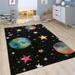 Paco Home Kids Universe Rug with colored Planet Earth and Stars Space in Black 4 7 x 6 7