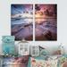 DESIGN ART Designart Beautiful Sea Waves At Sunset Beach Canvas Wall Art Print 2 Piece Set 12 W x 20 H x 1 D x 2 Pieces