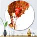 DESIGN ART Designart Portrait of Young African American Woman II Modern Metal Circle Wall Art 36x36 - Disc of 36 Inch