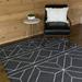 Carson Carrington Iseras Modern Geometric Area Rug Charcoal 4 4 x 6 6 Runner 4 x 6 Indoor Ivory Off-White Grey