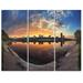 Design Art Long Summer Sunset in Yellow - 3 Piece Graphic Art on Wrapped Canvas Set